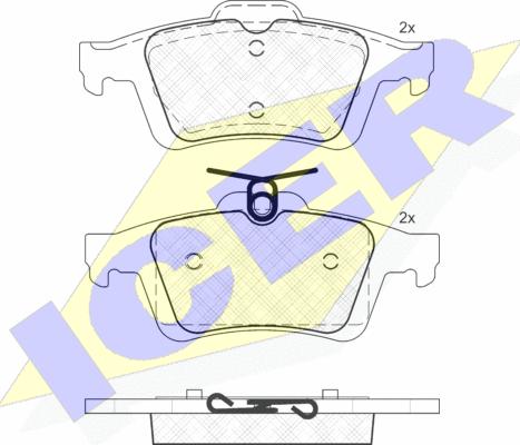 Icer 181744 - Комплект спирачно феродо, дискови спирачки vvparts.bg