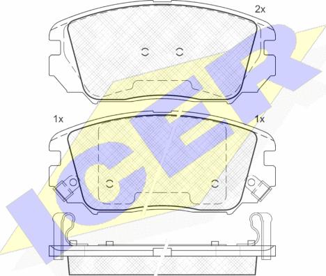 Icer 181745 - Комплект спирачно феродо, дискови спирачки vvparts.bg