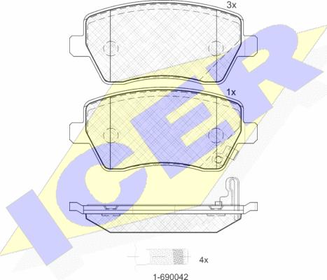 Icer 181748 - Комплект спирачно феродо, дискови спирачки vvparts.bg