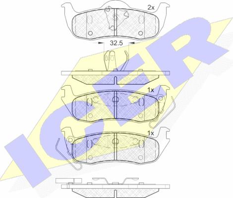 Icer 181766 - Комплект спирачно феродо, дискови спирачки vvparts.bg