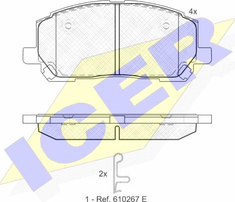 Icer 181705 - Комплект спирачно феродо, дискови спирачки vvparts.bg