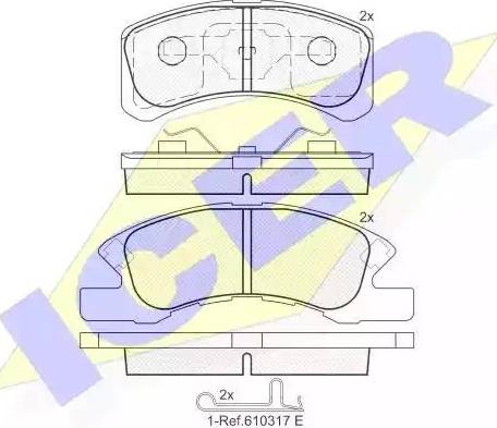 Icer 181701 - Комплект спирачно феродо, дискови спирачки vvparts.bg