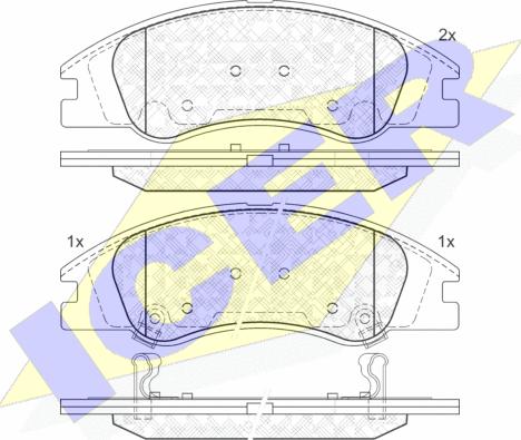 Icer 181708 - Комплект спирачно феродо, дискови спирачки vvparts.bg