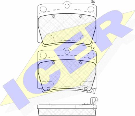 Icer 181719 - Комплект спирачно феродо, дискови спирачки vvparts.bg