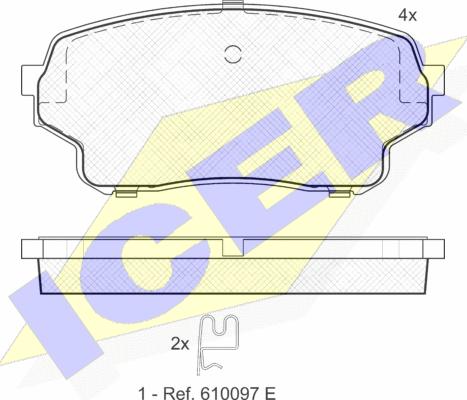 Icer 181715 - Комплект спирачно феродо, дискови спирачки vvparts.bg