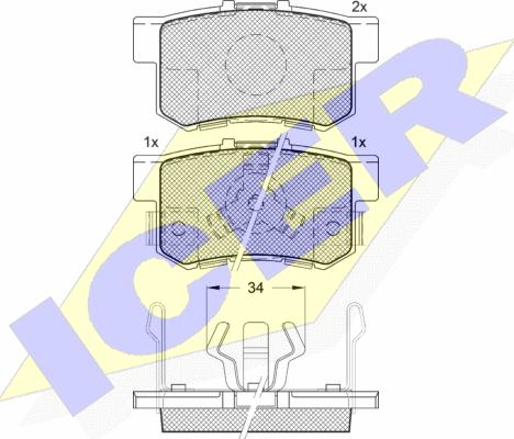 Icer 181718 - Комплект спирачно феродо, дискови спирачки vvparts.bg