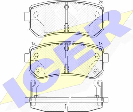 Icer 181712 - Комплект спирачно феродо, дискови спирачки vvparts.bg