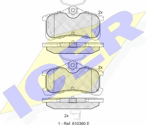 Icer 181728 - Комплект спирачно феродо, дискови спирачки vvparts.bg