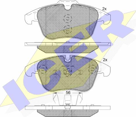 Icer 181775-203 - Комплект спирачно феродо, дискови спирачки vvparts.bg