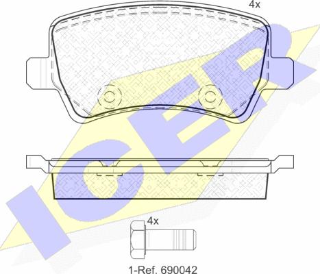 Icer 181776 - Комплект спирачно феродо, дискови спирачки vvparts.bg