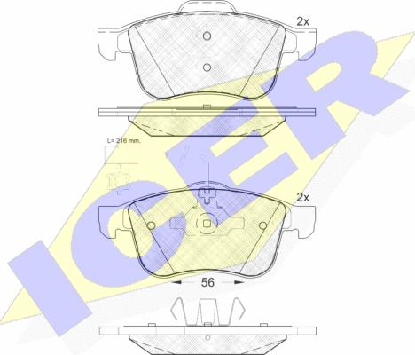 Icer 181772 - Комплект спирачно феродо, дискови спирачки vvparts.bg