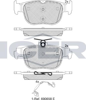 Icer 182408 - Комплект спирачно феродо, дискови спирачки vvparts.bg