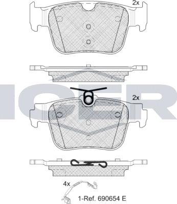 Icer 182410 - Комплект спирачно феродо, дискови спирачки vvparts.bg