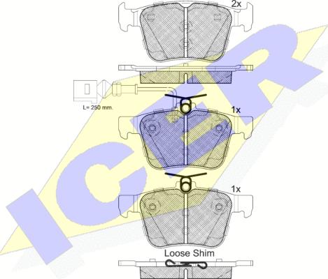 Icer 182098-203 - Комплект спирачно феродо, дискови спирачки vvparts.bg