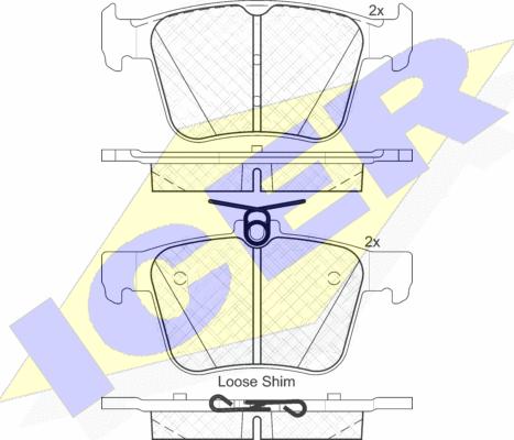 Icer 182098 - Комплект спирачно феродо, дискови спирачки vvparts.bg