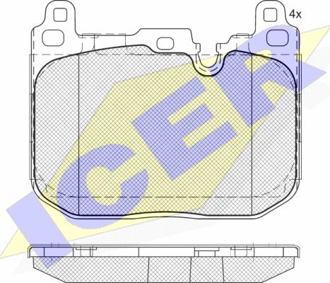 Icer 182093-208 - Комплект спирачно феродо, дискови спирачки vvparts.bg