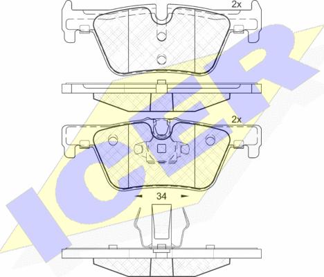 Icer 182049 - Комплект спирачно феродо, дискови спирачки vvparts.bg