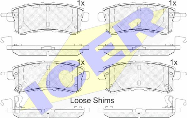 Icer 182052 - Комплект спирачно феродо, дискови спирачки vvparts.bg