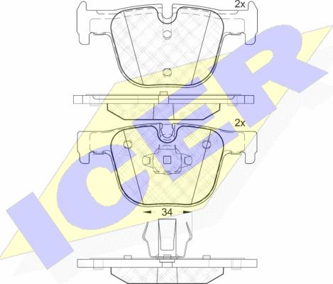 Icer 182064 - Комплект спирачно феродо, дискови спирачки vvparts.bg