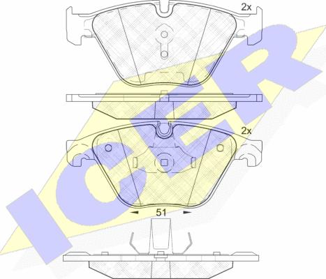 Icer 182065 - Комплект спирачно феродо, дискови спирачки vvparts.bg