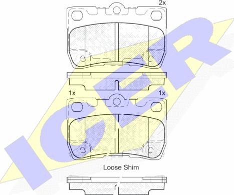 Icer 182060 - Комплект спирачно феродо, дискови спирачки vvparts.bg