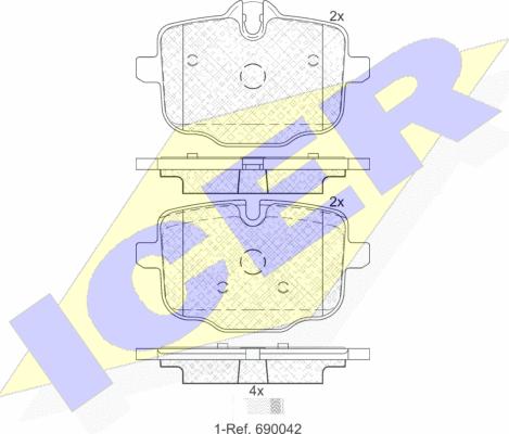 Icer 182005 - Комплект спирачно феродо, дискови спирачки vvparts.bg