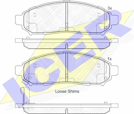 Icer 182003 - Комплект спирачно феродо, дискови спирачки vvparts.bg