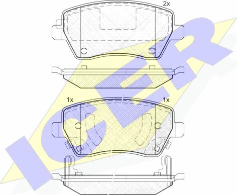Icer 182019 - Комплект спирачно феродо, дискови спирачки vvparts.bg
