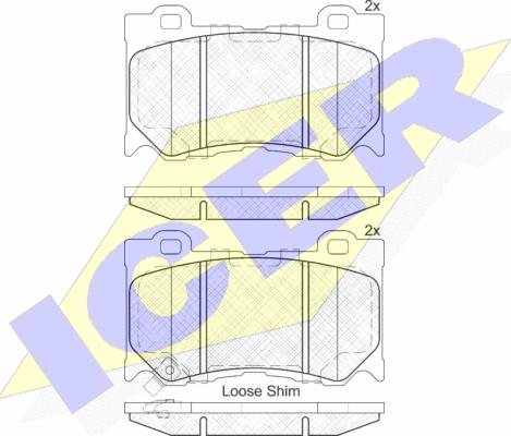 Icer 182089 - Комплект спирачно феродо, дискови спирачки vvparts.bg