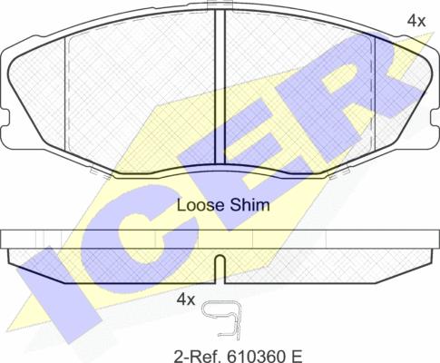 Icer 182087 - Комплект спирачно феродо, дискови спирачки vvparts.bg