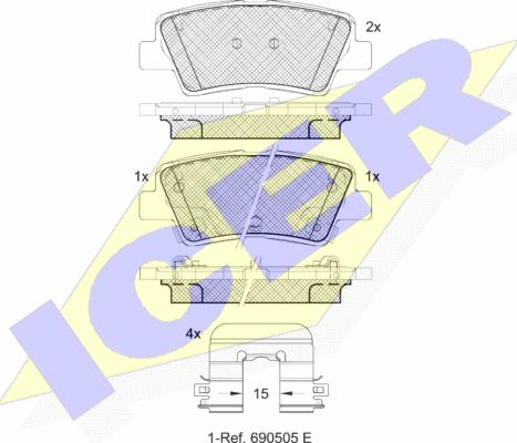 Icer 182036-208 - Комплект спирачно феродо, дискови спирачки vvparts.bg