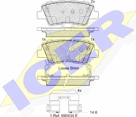 Icer 182036-203 - Комплект спирачно феродо, дискови спирачки vvparts.bg