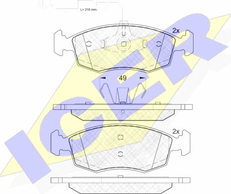 Icer 182033 - Комплект спирачно феродо, дискови спирачки vvparts.bg