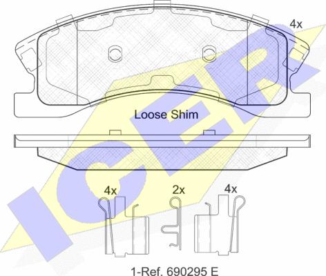 Icer 182075 - Комплект спирачно феродо, дискови спирачки vvparts.bg