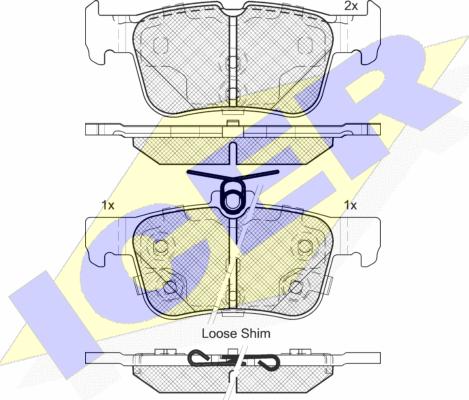 Icer 182198-203 - Комплект спирачно феродо, дискови спирачки vvparts.bg