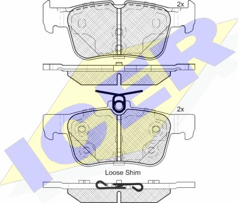 Icer 182198 - Комплект спирачно феродо, дискови спирачки vvparts.bg