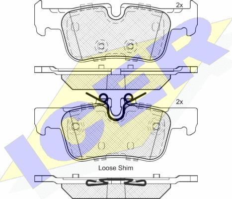 Icer 182193 - Комплект спирачно феродо, дискови спирачки vvparts.bg