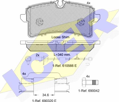 Icer 182159 - Комплект спирачно феродо, дискови спирачки vvparts.bg
