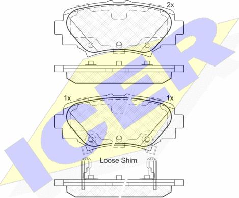 Icer 182169 - Комплект спирачно феродо, дискови спирачки vvparts.bg