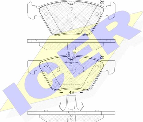 Icer 182114 - Комплект спирачно феродо, дискови спирачки vvparts.bg
