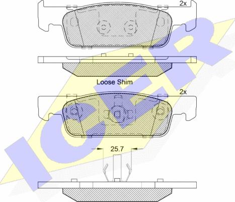 Icer 182115-203 - Комплект спирачно феродо, дискови спирачки vvparts.bg