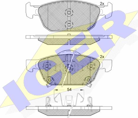 Icer 182183 - Комплект спирачно феродо, дискови спирачки vvparts.bg