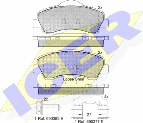 Icer 182131-067 - Комплект спирачно феродо, дискови спирачки vvparts.bg
