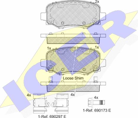 Icer 182176-203 - Комплект спирачно феродо, дискови спирачки vvparts.bg