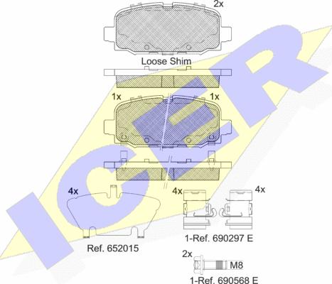 Icer 182345 - Комплект спирачно феродо, дискови спирачки vvparts.bg