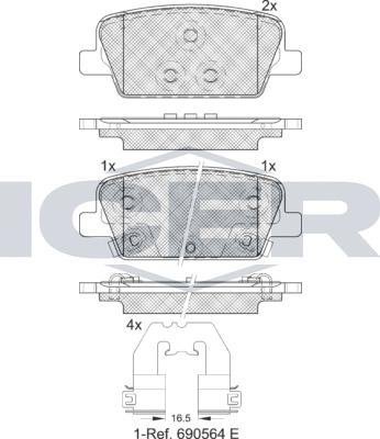 Icer 182388 - Комплект спирачно феродо, дискови спирачки vvparts.bg