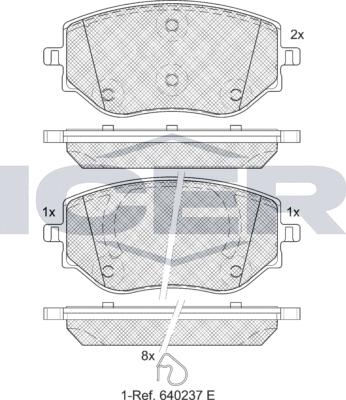 Icer 182383 - Комплект спирачно феродо, дискови спирачки vvparts.bg