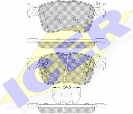 Icer 182321 - Комплект спирачно феродо, дискови спирачки vvparts.bg