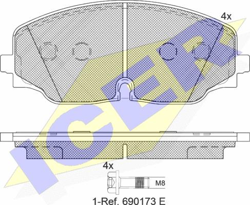 Icer 182328 - Комплект спирачно феродо, дискови спирачки vvparts.bg