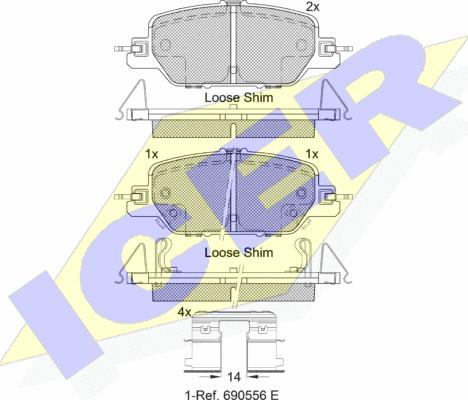 Icer 182323 - Комплект спирачно феродо, дискови спирачки vvparts.bg